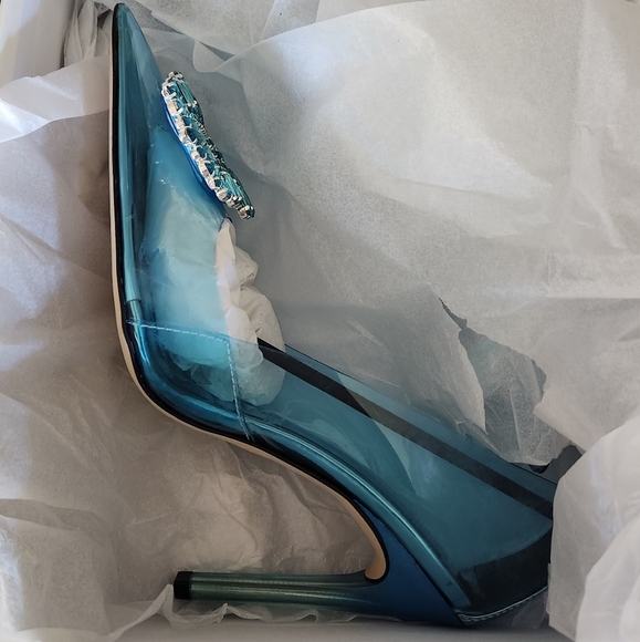 🆕️ GOOD AMERICAN - CINDER-F*CKING-RELLA PUMP - SIZE 9.5 - Blue - Picture 3 of 4